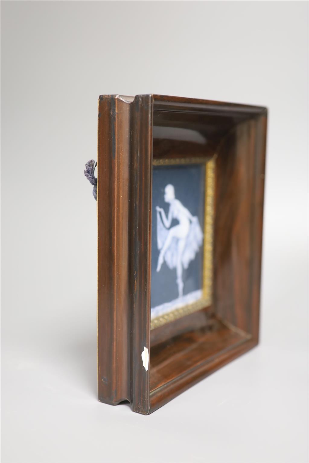 A 19th century Limoges pate sur pate plaque of a nude dancer, signed Leduc, 24 x 21cm including frame